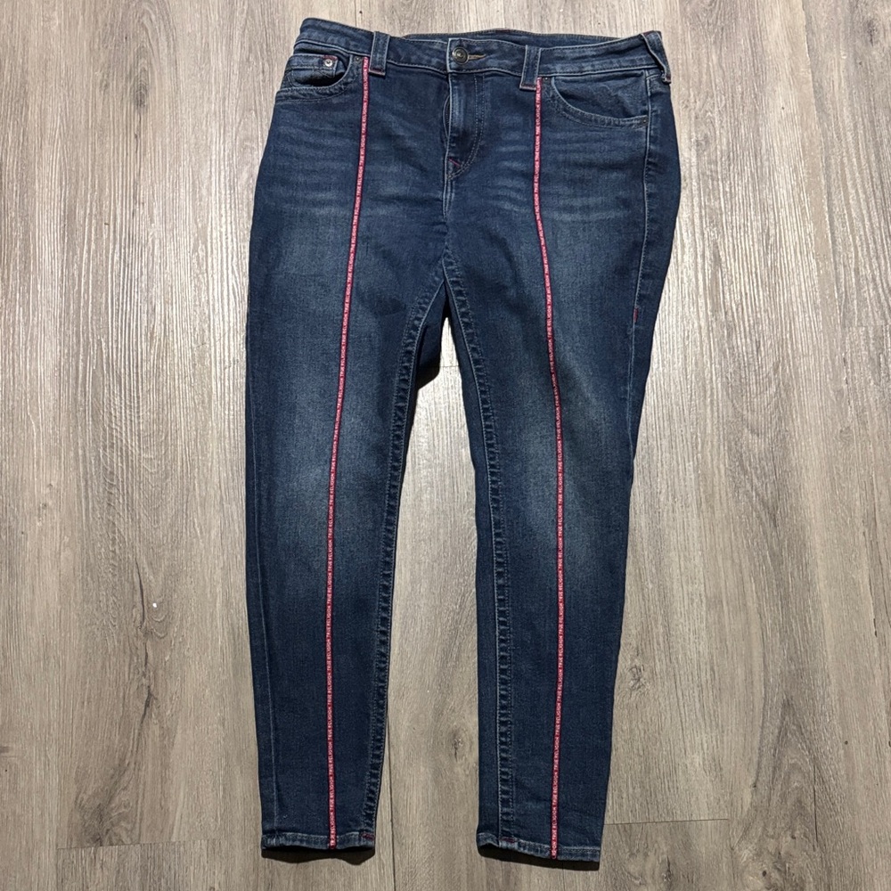 True Religion Dark Blue Jeans with Red Stitching